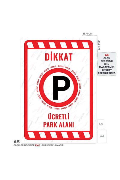 Posterya Ul02038-A5 - Paid Parking Warning Sign (15.4×21.6cm)