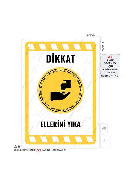 Posterya Ul01939-A5 - Wash Hands Warning Sign (15,4×21,6cm)