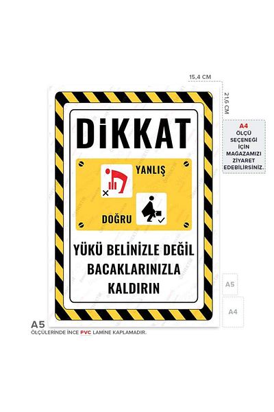 Posterya Ul02723-A5 - Warning Sign the Load Is Not Your Waist, Lift It with Your Legs (15,4×21,6cm)