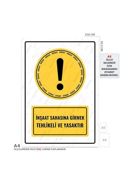 Posterya Ul01530-A4 - Entering the Construction Site Is Dangerous and Prohibited Warning Sign (21,6×30,3cm)