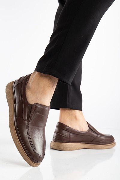 Dilimler Ayakkabı Ανδρικά παπούτσια casual - γνήσιο δέρμα, καφέ Atom Model Saddle