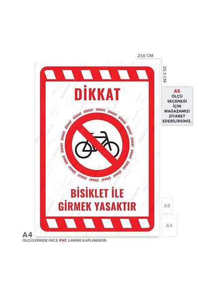 Posterya Ul02238-A4 - It Is Forbidden to Enter with a Bicycle Warning Sign (21,6×30,3cm)