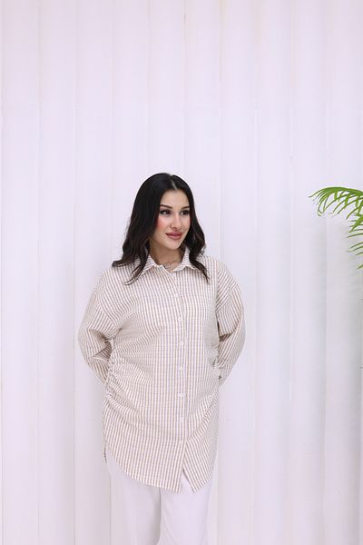 akabe Striped Tie up Shirt
