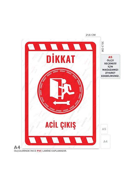 Posterya Ul02268-A4 - Emergency Exit Left Direction Warning Sign (21.6×30.3cm)