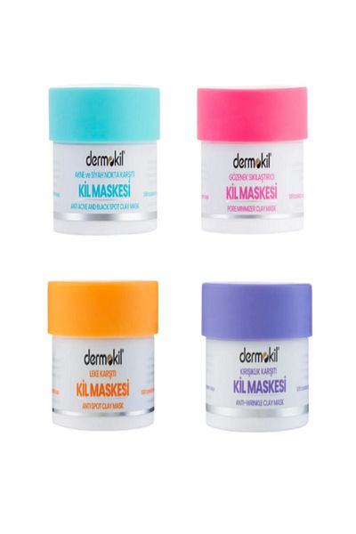 Dermokil Clay Mask Anti-Blemish*Pore Firming* and Blackhead*Anti-Aging 4X50 ml