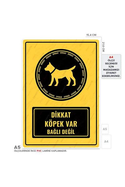 Posterya Ul01443-A5 - Caution Dog Not Tied Warning Sign (15,4×21,6cm)