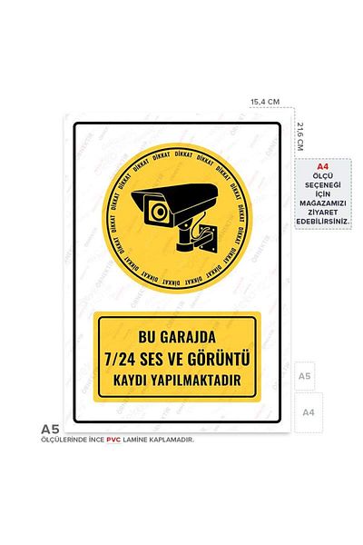 Posterya Ul01300-A5 - This Garage Is Recording Audio and Video 24/7 Warning Sign (15.4×21.6cm)