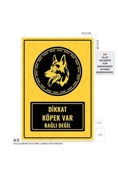 Posterya Ul01483-A5 - Caution Dog Present Not Tied Warning Sign (15,4×21,6cm)