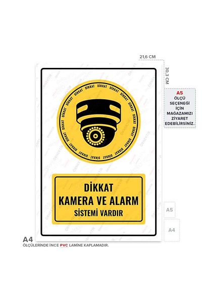 Posterya Ul01432-A4 - Attention Camera and Alarm System Warning Sign (21.6×30.3cm)