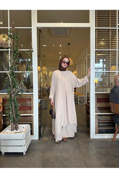 NS Moda Set Hijab Mina Cremă Model-538