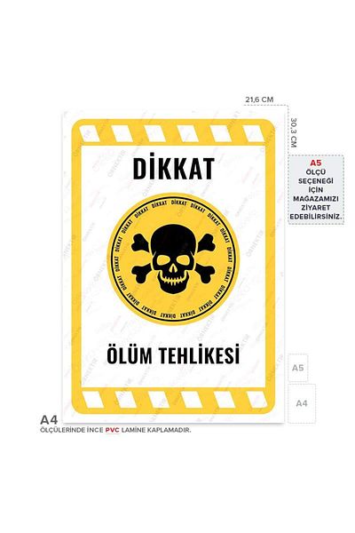 Posterya Ul01922-A4 - Death Hazard Warning Sign (21.6×30.3cm)