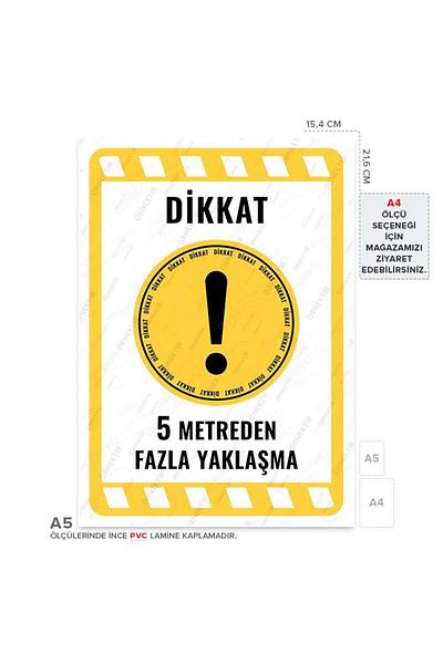 Posterya Ul02261-A5 - More Than 5 Meters Approach Warning Sign (15.4×21.6cm)