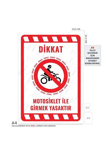 Posterya Ul02240-A4 - It Is Forbidden to Enter with a Motorcycle Warning Sign (21,6×30,3cm)