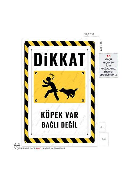 Posterya Ul02580-A4 - Caution Dog Not Tied Warning Sign (21,6×30,3cm)