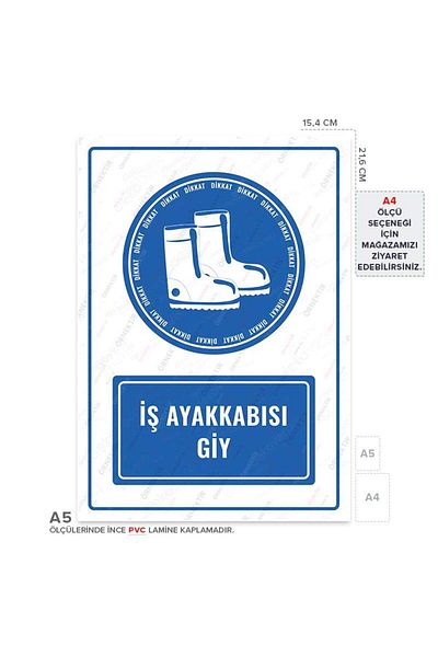 Posterya Ul01122-A5 - Work Shoes Wear Warning Sign (15,4×21,6cm)