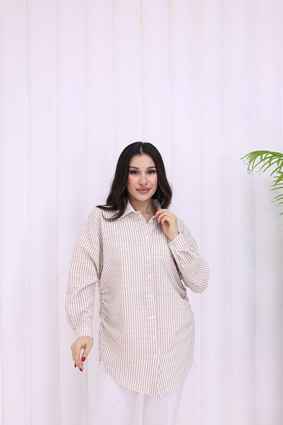 akabe Striped Tie up Shirt