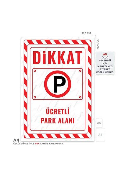 Posterya Ul02449-A4 - Paid Parking Warning Sign (21.6×30.3cm)