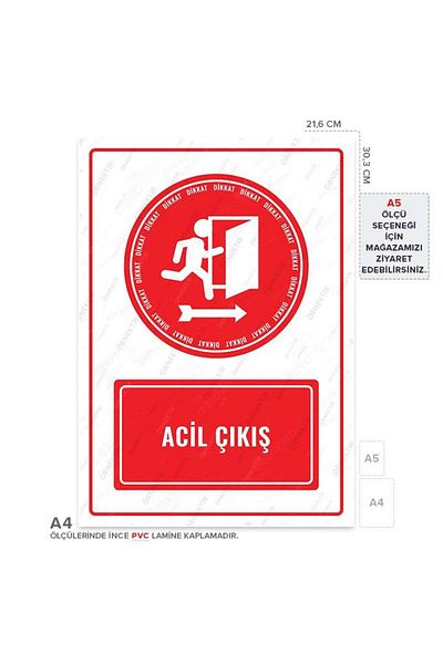 Posterya Ul01618-A4 - Emergency Exit Right Direction Warning Sign (21.6×30.3cm)