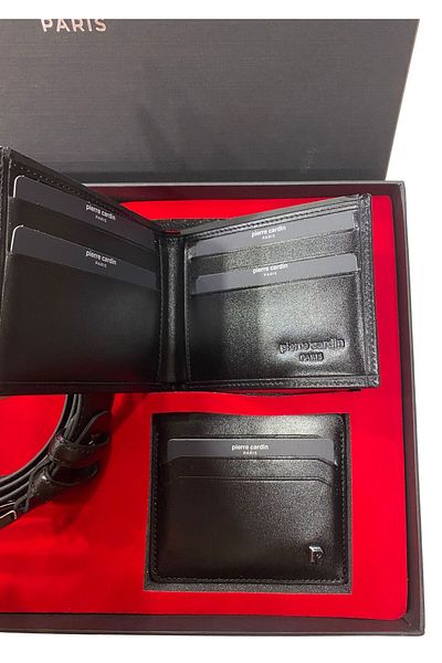 Pierre Cardin Men's Gift / Dowry Boxed Belt Card Holder and Wallet Set of 3