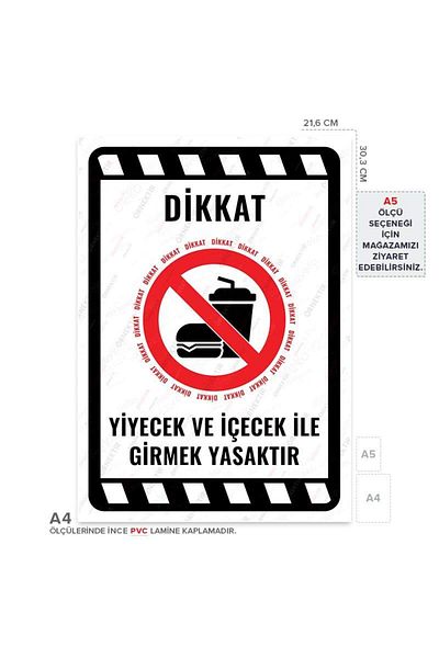 Posterya Ul02223-A4 - It Is Forbidden to Enter with Food and Drink Warning Sign (21,6×30,3cm)