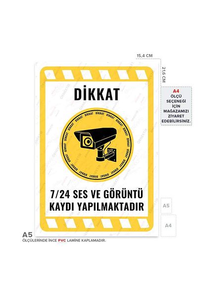 Posterya Ul02147-A5 - Attention 24/7 Audio and Video Recording Warning Sign (15.4×21.6cm)