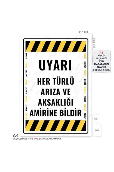 Posterya Ul01668-A4 - Warning Sign for Reporting All Types of Faults and Malfunctions to Amirine (21,6×30,3cm)