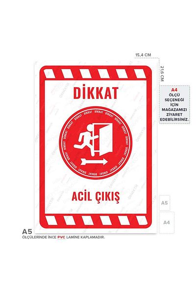 Posterya Ul02269-A5 - Emergency Exit Right Direction Warning Sign (15,4×21,6cm)