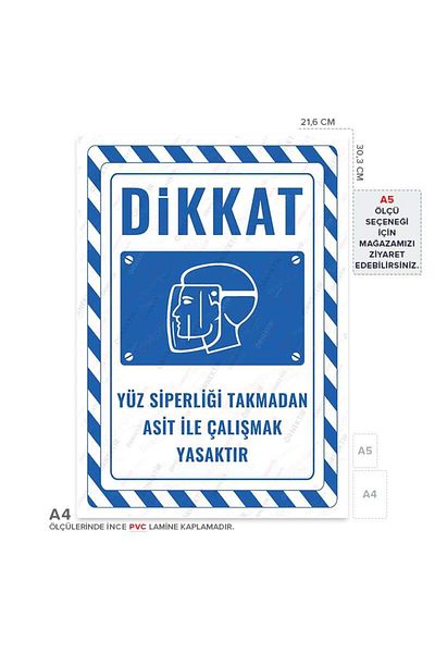 Posterya Ul02751-A4 - It Is Forbidden to Work with Acid Without Wearing a Face Shield Warning Sign (21,6×30,3cm)