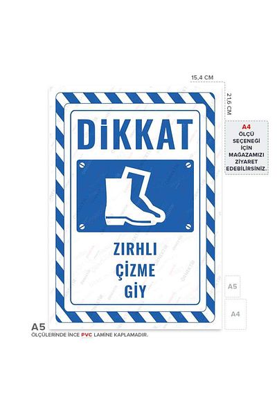 Posterya Ul02779-A5 - Armor Boots Wear Warning Sign (15,4×21,6cm)