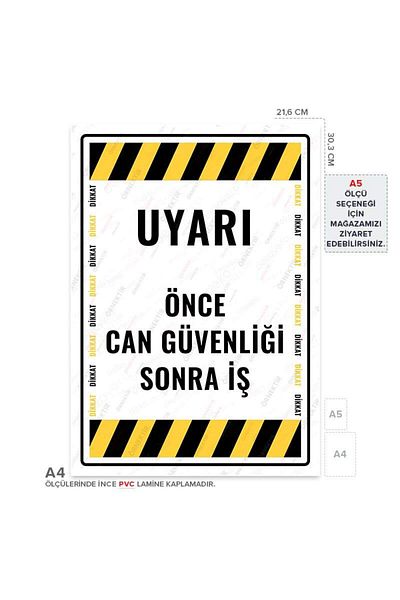 Posterya Ul01662-A4 - First Life Safety Then Work Warning Sign (21.6×30.3cm)