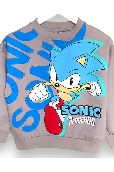 LİTTLE TORTOİSE Boy's Sonic Printed Relaxed Fit Long Sleeve Sweatshirt / Sweatpants Set