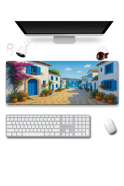 SonicTouch UltraGrand أزرق أبيض الطابق السفلي منازل سلس Xxl ألعاب لاعب سطح المكتب لوحة المفاتيح لوحة الماوس 40x90 سنتيمتر