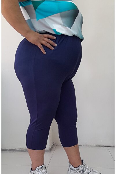Mertcan Butik Navy Blue Capri Length Knee-Length Elastic Waist Combed Viscose Leggings