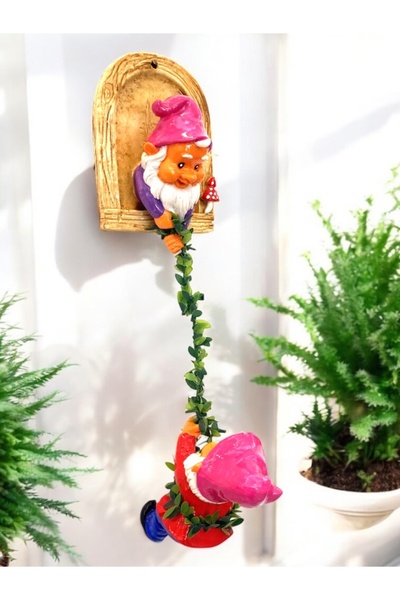 MEGA KANYON Tırmanan Şans Cüceleri Bahçe Balkon Duvar Süsü | Dayanıklı Polyes...