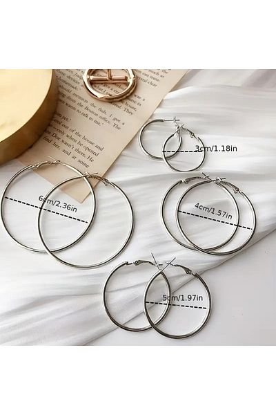 ARTEMİSİA Unisex 316 L Steel Tarnish Free Antiallergenic Hoop Earrings 5 CM SILVER COLOR