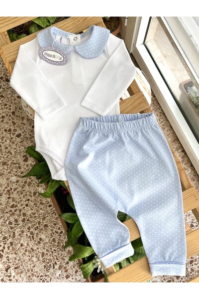 Happy Moon Bebek giyim erkek bebek ikili takım body zıbın şalvar alt %100 pam...