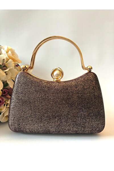 Ceylan Simli Mürdüm Rengi Abiye Şal & Çanta Takımı