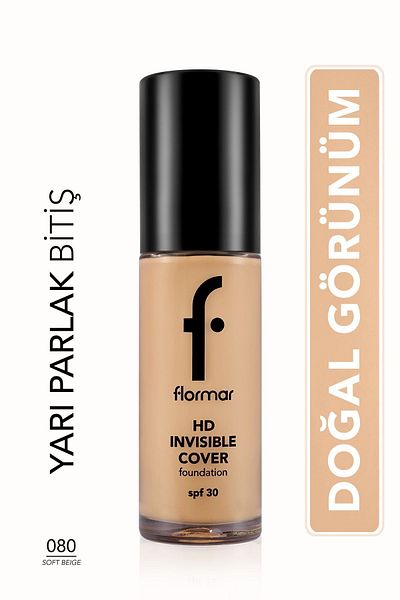 Flormar Natural Foundation - Invisible Cover HD FDT - 080 Soft Beige
