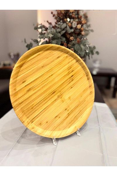 aljahwari Single Round Wooden Pizza Serving Tray