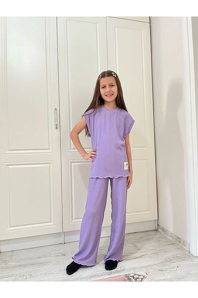 Tosyalı Burak Bebe Girl's Wrinkled Fabric Bottom-Top Set