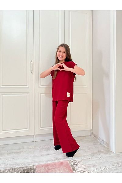 Tosyalı Burak Bebe Girl's Wrinkled Fabric Bottom-Top Set