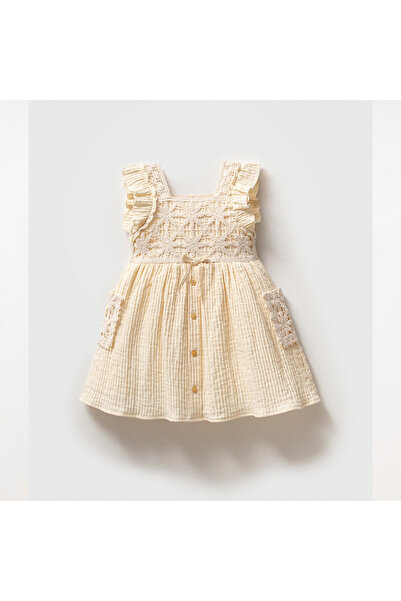 Momercy Güpür Robalı Müslin Kız Bebek Yazlık Elbise