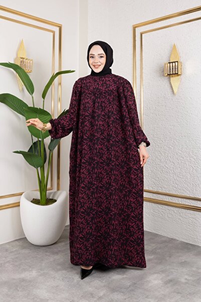 Nevayla Moda Φόρεμα με μοτίβο βισκόζης με ρόμπα - Dusty Rose / E0126