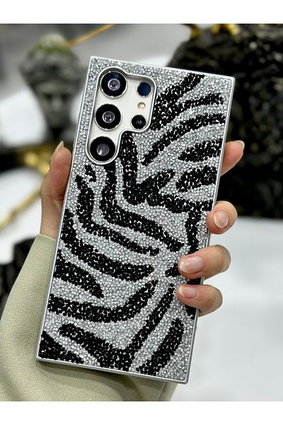 Go Aksesuar حافظة سيليكون متوافقة مع هاتف Galaxy S23 ULTRA بتصميم ماسي مرصع بأحجار الراين اللامعة