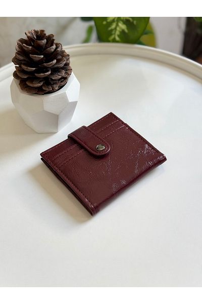 ZEYS Shiny Faux Leather Women's Wallet with Snap Closure Card Holder Detail