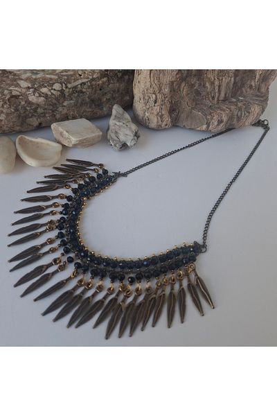 azra takı tasarım Handmade Short, authentic, bohemian, ethnic Short Women's black Necklace