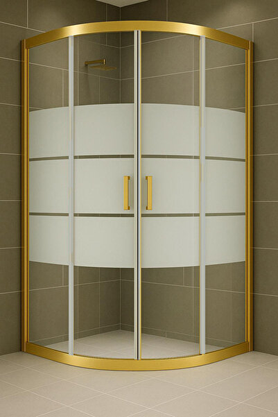 Durul Duşakabin Oval 5mm Altın Profil Kumlama Box Desen H.190 Cm