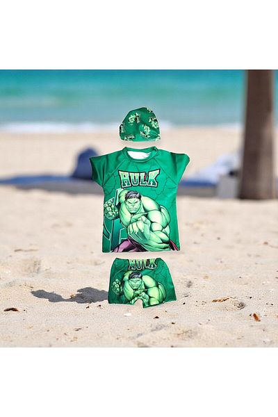 MİLAYS LİFE HOME COLLECTİON 3 Piece Boneli̇ Ti̇Şörtlü Shorts Deni̇Z and Pool Swimsuit