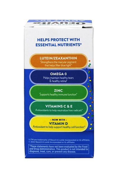 Ocuvite Adult 50+ Eye Vitamins with Lutein, Zeaxanthin and Omega-3 from Bausch Lomb 50 Soft Gels