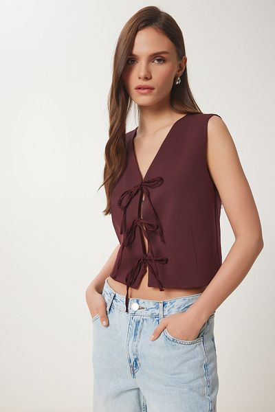 Lovelyİstanbul Bow Tie Woven Vest Bordo Lbv0057
